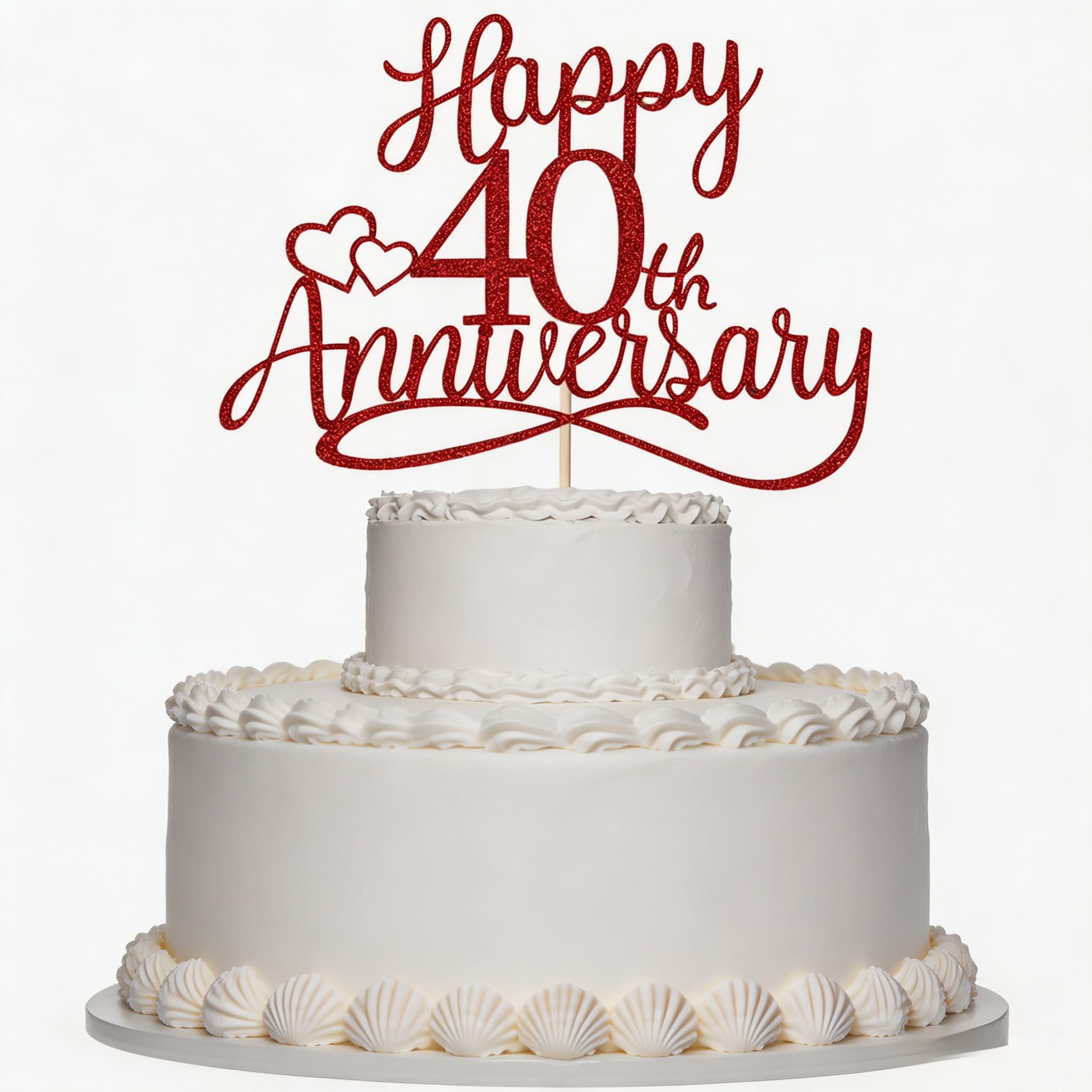 40th Anniversary Cake Topper | Company 40 Anniversary Party Decorations,40th Birthday/Wedding Anniversary/Ruby Wedding Party Decorating supplies Red Glitter