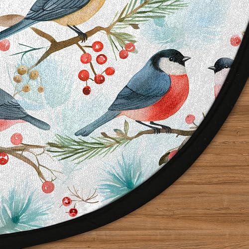 Miniatura 3 de Christmas Cute Birds Winter Round Area Rug 3ft Machine Washable Circular Rugs for Dining Room Table Bedroom Playroom Throw Rugs for Dog Living Room