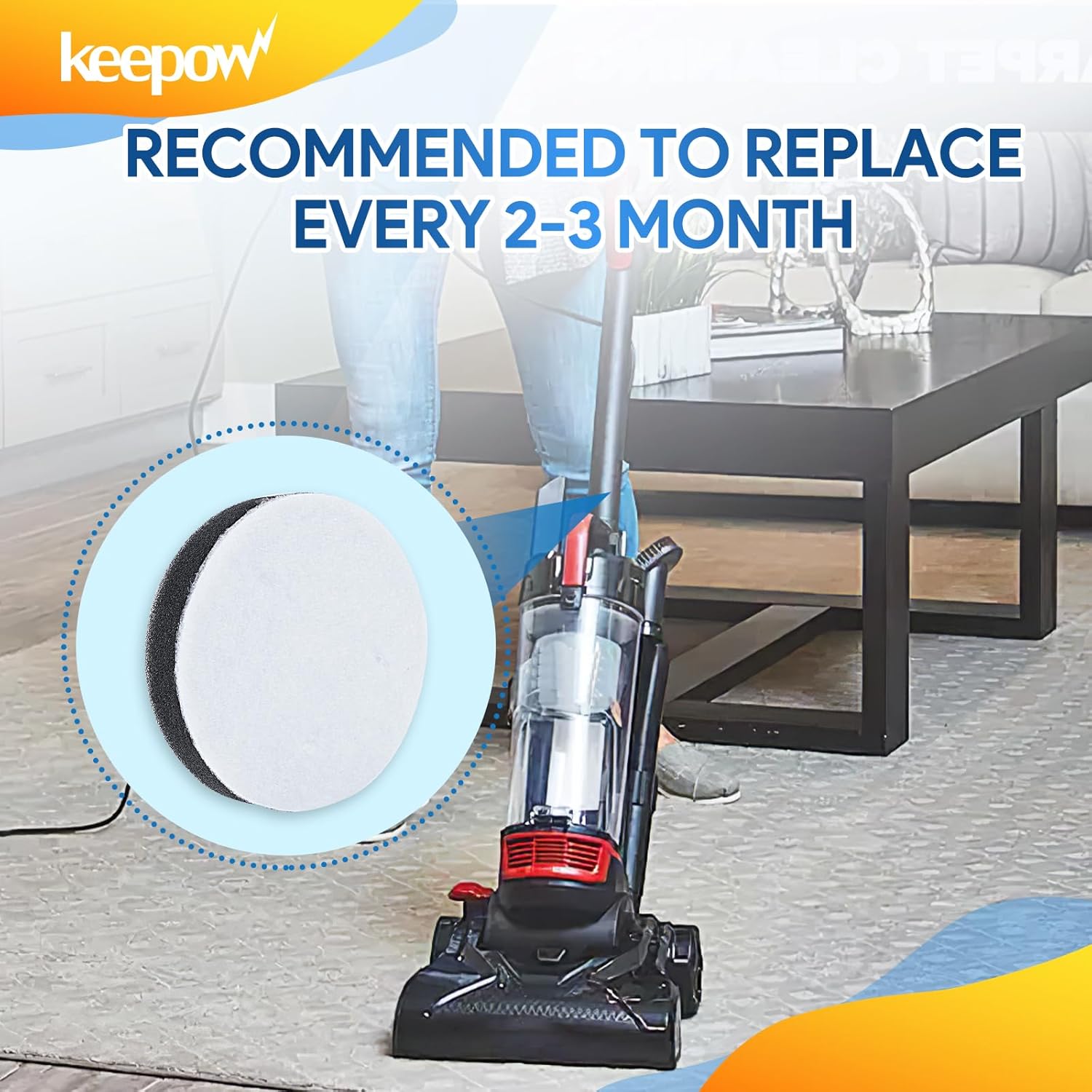 KEEPOW NEU100 Vacuum Filters for Eureka Airspeed Compact Bagless Upright Vacuum Cleaner NEU100, NEU10AE4, NEU10AE5, NEU10AE2, NEU102 Series, Part #E0106 (4 Pack) - Image 5