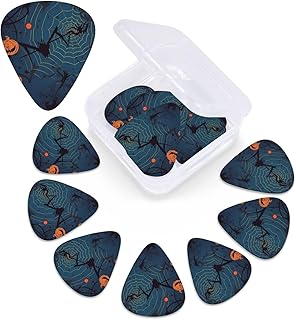 Halloween pattern print Guitar Picks 12 Pack Personalized Guitar Picks with Storage Box Guitar Accessories for Ukulele Electric Acoustic Guitars Bass