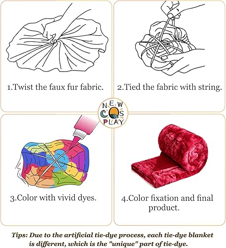 Miniatura 6 de NEWCOSPLAY Manta de Tiro de Piel Sintética Súper Suave para Sofá Tie-dye Rojo Sherpa Difusa Afelpada Cálida para Sofá Cama (Tie-dye Rojo,