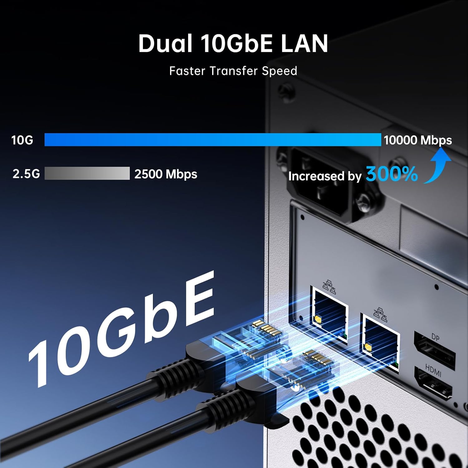 msecore 8 Bay Desktop NAS with Double M.2 PCIe4.0 SSD Slots, Ultra 285H (16 Cores, Max 5.4 GHz) 32G LPDDR5 8400 MT/s, 1T SSD, 2 * 10Gbps LAN, Four Display (1* HD, 1* DP, 2* USBC), Windows 11 Pro