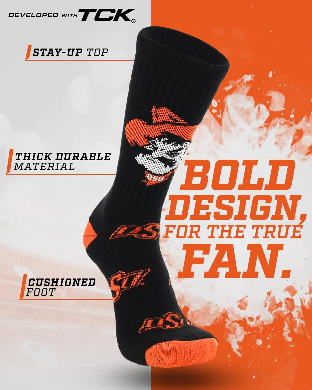 TCK Mayhem Crew Socks Calf Length Sock Mens Game Day Socks