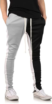 Hat and Beyond Premium Dual Colour Block Track Pants Half and Half Tone Active Streetwear