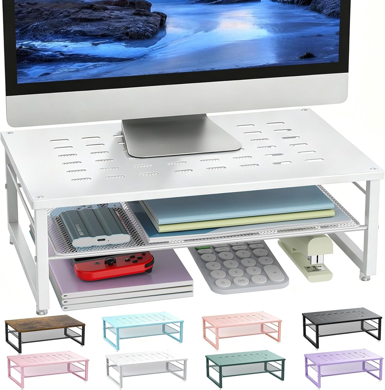 gianotter 2-Tier Metal Monitor Stand Riser