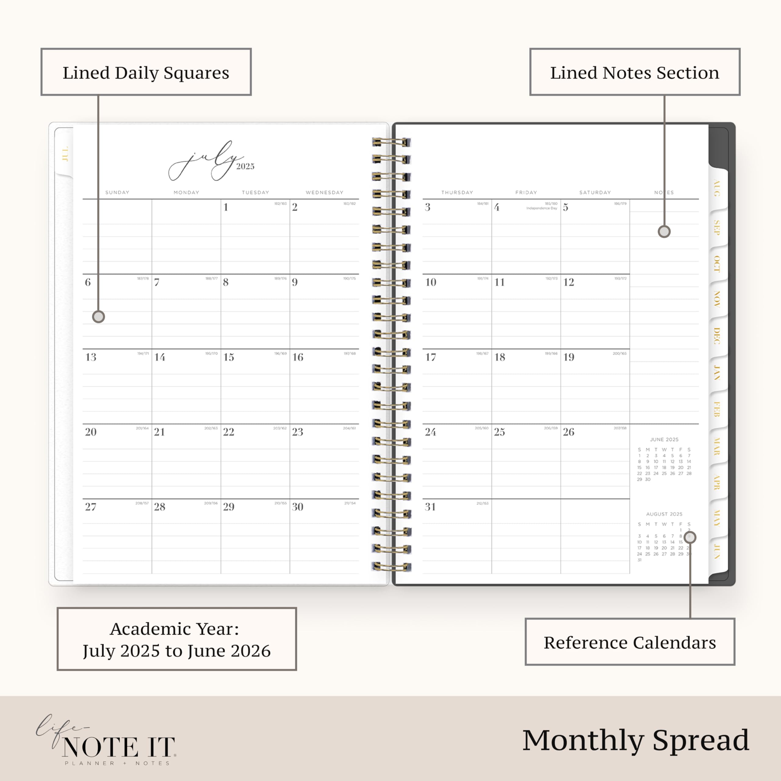 Amazon.co.jp: Blue Sky Life Notebook-It 2025-2026 Weekly Monthly