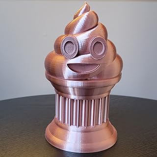 Znet3D Poop Emoji Trophy - Perfect Award or Gift - Handmade w/Additive Manufacturing - 6" inches Tall - Featuring a Solid Silk Brown Poop Emoji on a Column Pillar