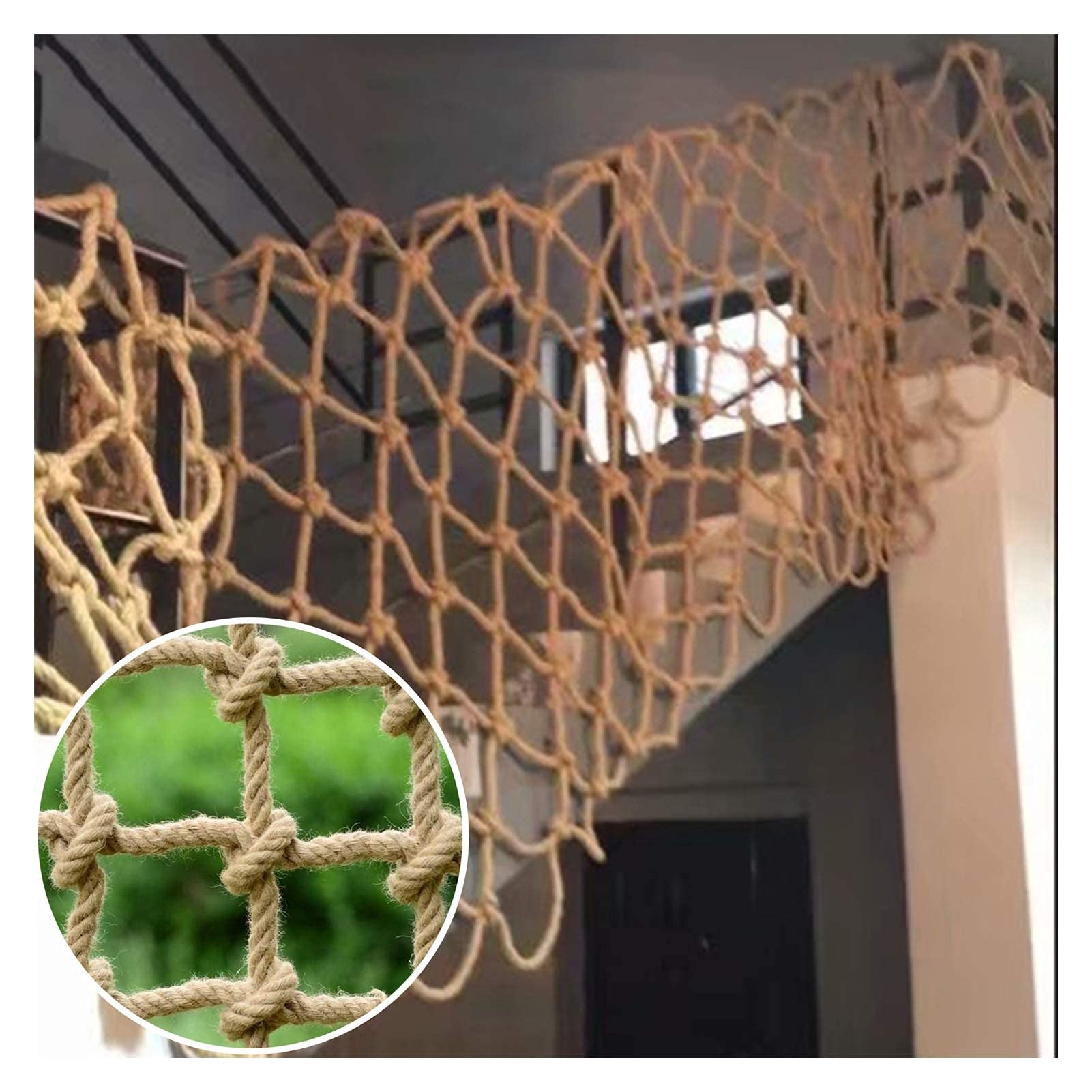 Filet de corde de chanvre pour animaux antichute balcon maille robuste