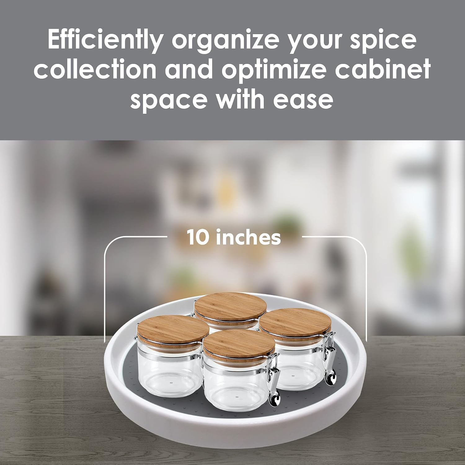 Gadgetime USA 3 Pack Lazy Susan Organizer Turntable (10 inches) - Rotating Spice Rack for Kitchen Cabinet Pantry Fridge Bathroom Vanity Countertop & Under Sink Organization - Non-Skid