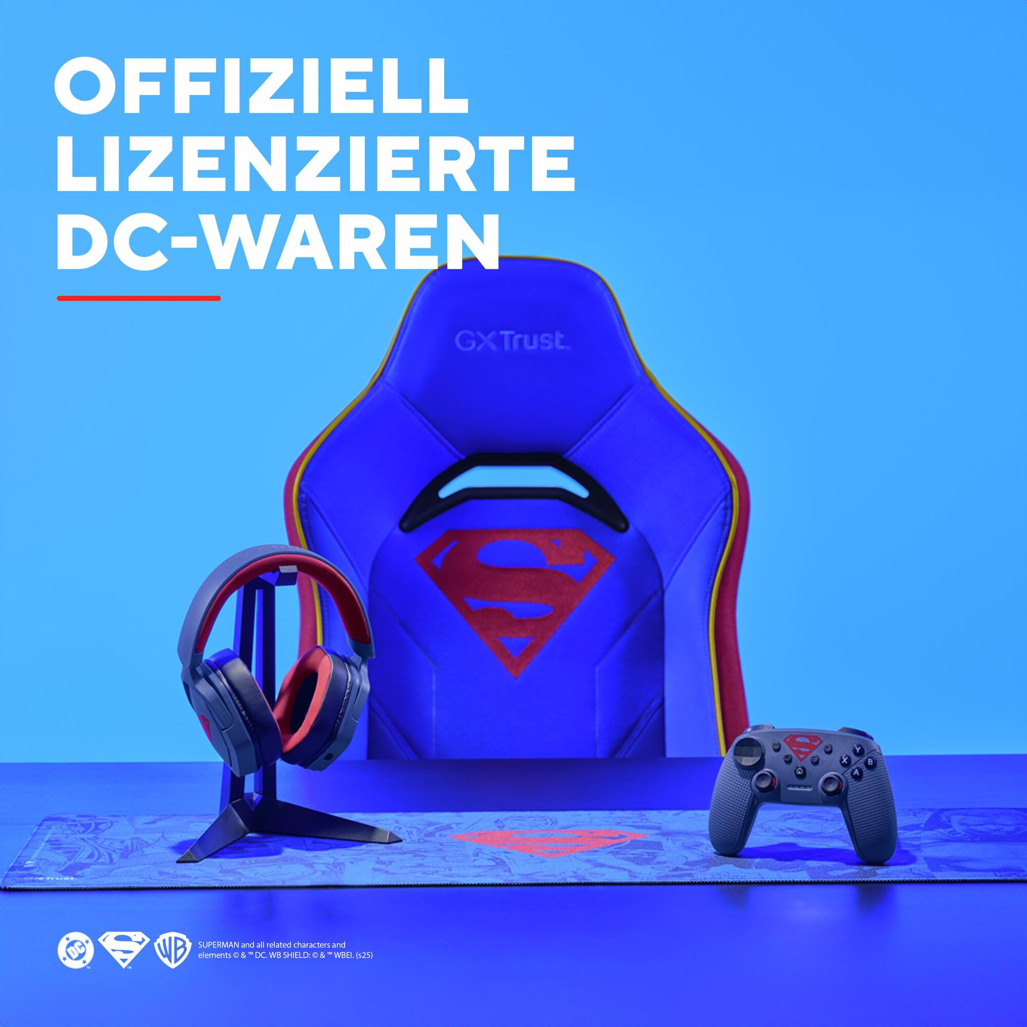 GXTrust Trust Gaming 542SM Muta Superman Lizenziert Controller Kabellos Bluetooth / 2.4GHz / USB für PC & Nintendo Switch, Aufladbare Batterie, Wireless Gamepad Computer Switch OLED/Lite iOS Android