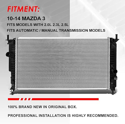 Vista 74 de Auto Dynasty Radiador compatible con 06-10 Mazda 5 2.3L AT, DPI 2894 Radiador de enfriamiento de 1 fila estilo fábrica, núcleo de aluminio