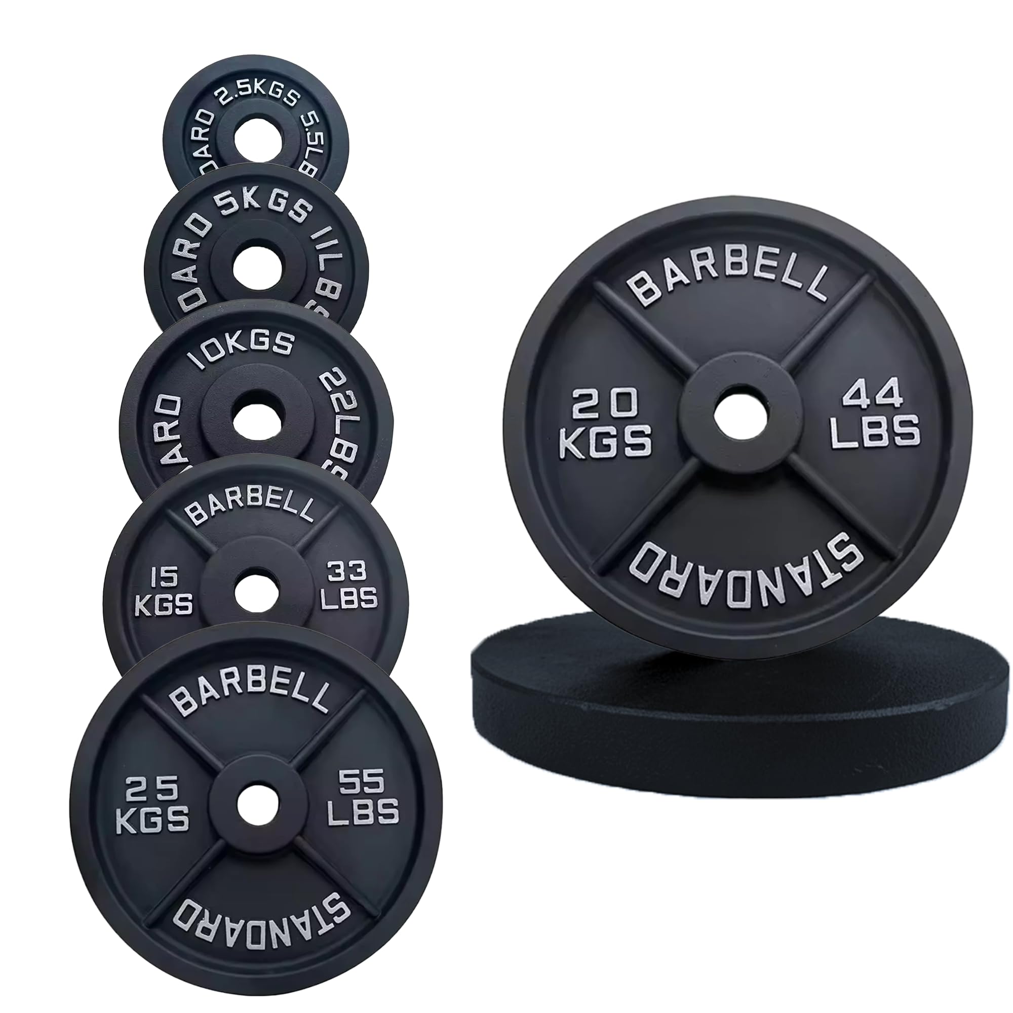 Strongway® Olympic Weight Plates Discs for Barbell Bar - 2 Inch (2") / 50mm Hole - Cast Iron Weights Range of Weights and Sizes (50KG SET (2 X10KG + 4 X 5KG + 4 X 2.5KG))