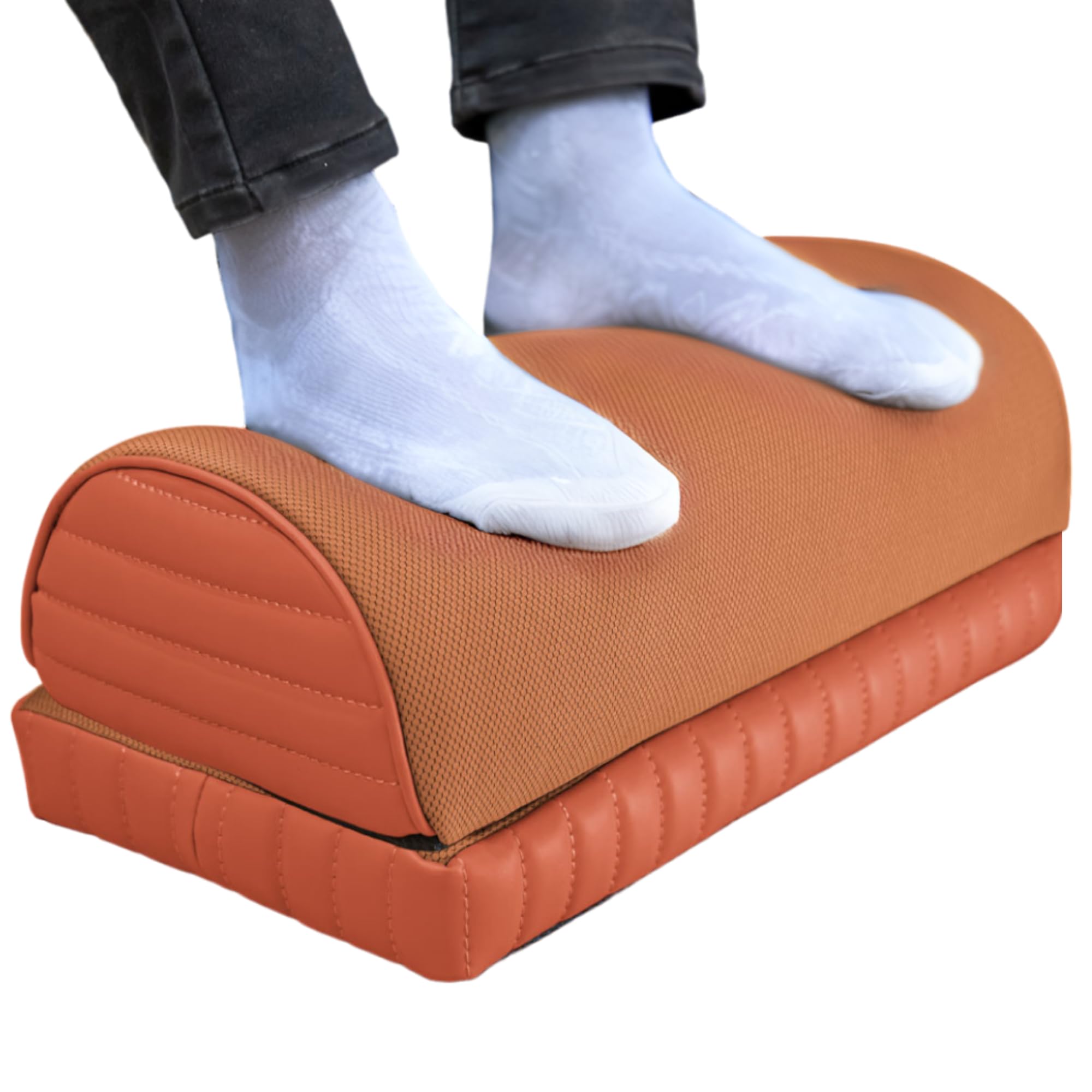 The White Willow Orthopedic Ergonomic Two Height Adjustable Footrest for Under Desk at Work, Table, Sofa, Gaming, Computer Desk, Ideal for Home Office- Tan (19"L x 9"W x 7"H)-picture-30
