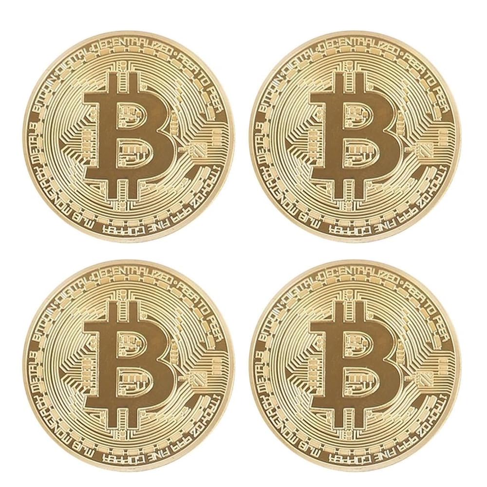 GüncelÇarşı 4 Adet Bitcoin Madeni Hatıra Parası Madeni Bitcoin Hediye Sikke Para