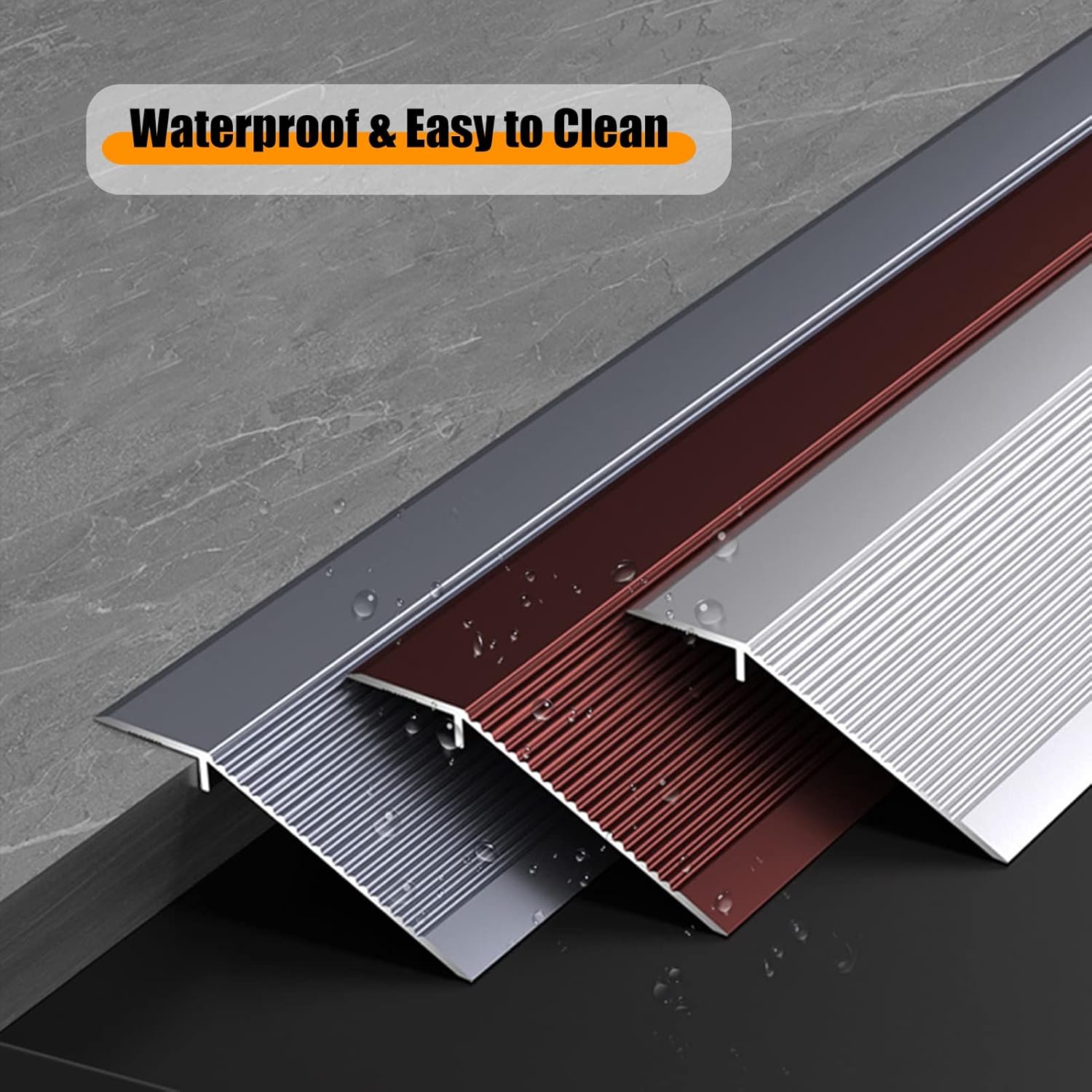 Waterproof Floor Transition Strip Wood to Tile Doorway, Extra Wide 10cm Carpet & Flooring Transitions, Door Threshold Self Adhesive (Gold Length 75cm)