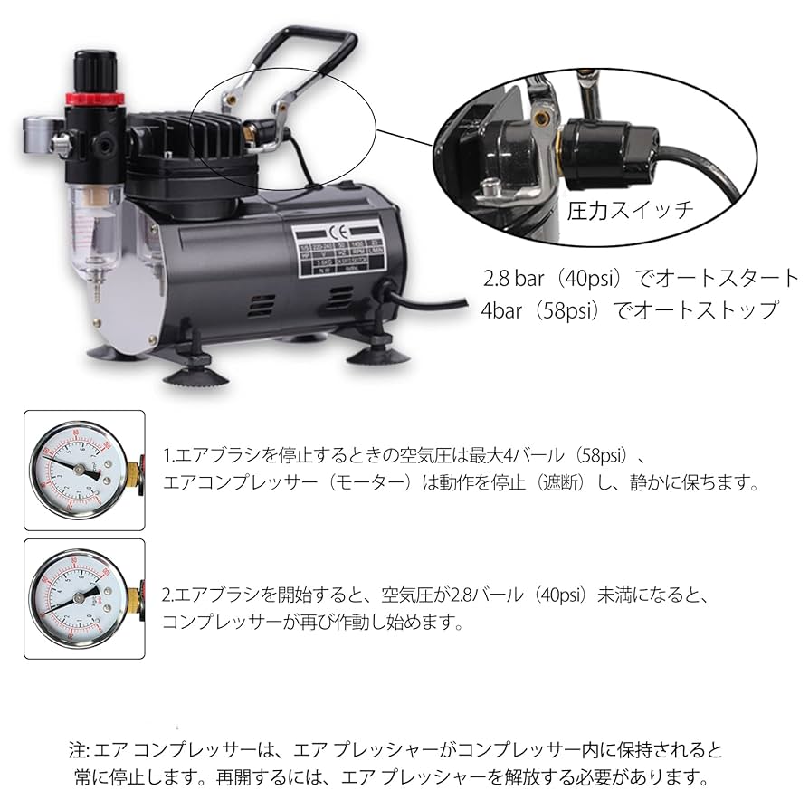 Amazon.co.jp: SAGUD エアブラシキット（コンプレッサー付き