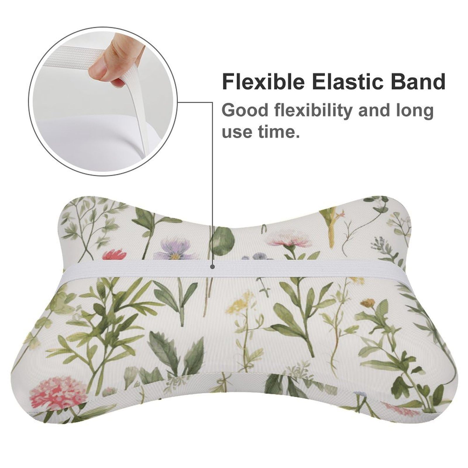 Almohada con diseño de acuarelas de hierbas y flores, núcleo de almohada de espuma viscoelástica, cojín, proporciona apoyo para el cuello, almohadas de coche para viajes y oficinas en casa.