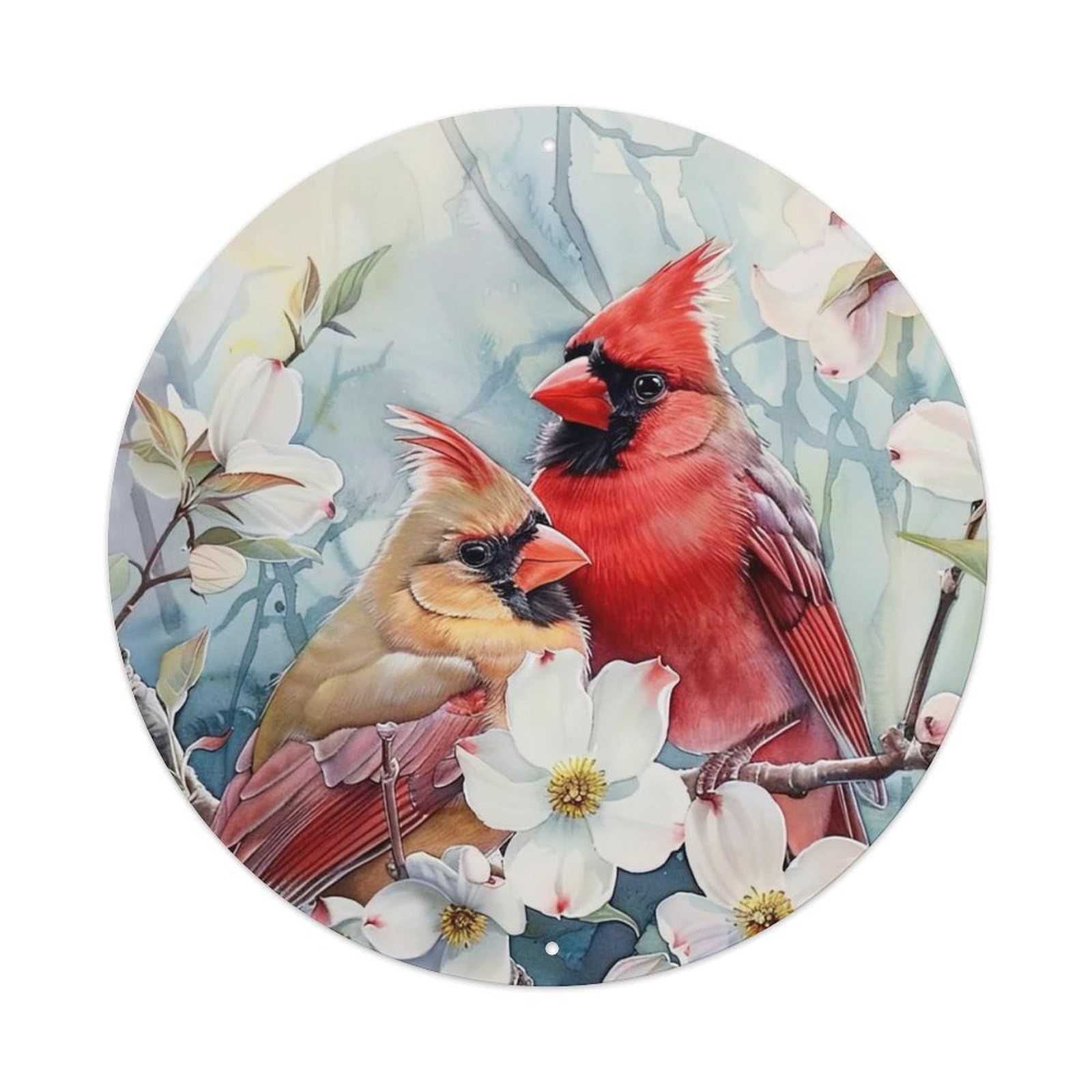 Animal Artwork Two Birds on The Branch - 副本 Metal Tin Sign