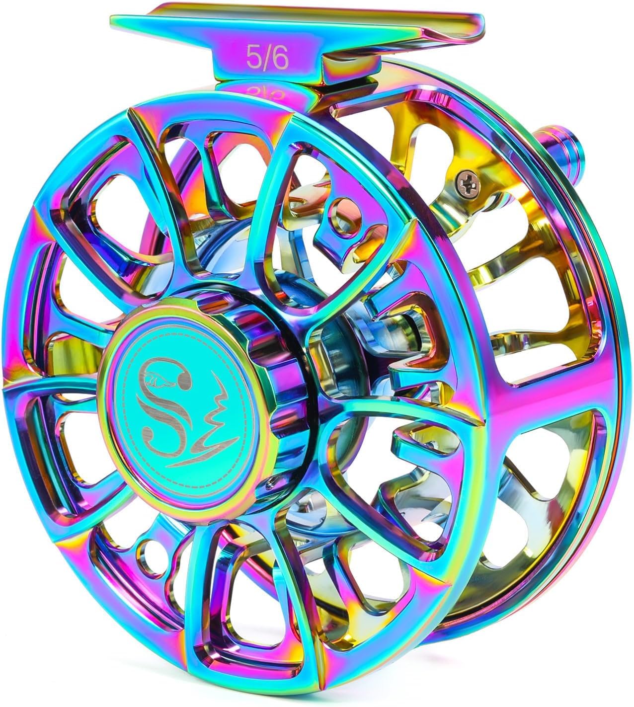 Yun Nong Fliegenfischrolle, CNC-gefräste Aluminiumlegierung, leichte Rolle für Forellen, Größe 5/6, 7/8, langlebige, kompakte Fliegenrolle für Süßwasserangeln, Werfen, Grob- und Schwimmangeln