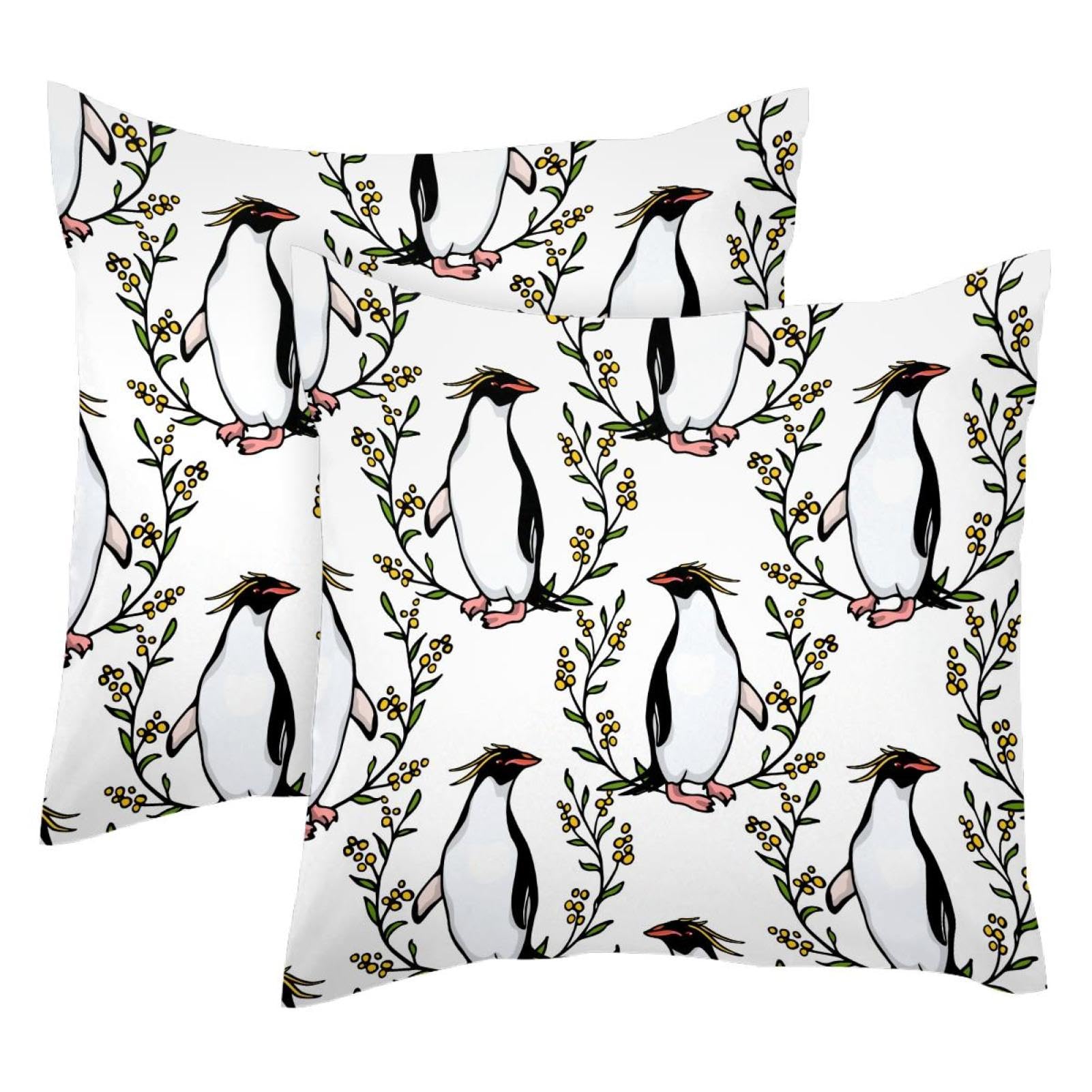 Housses de coussin pingouin en velours doux 50x50 pour un salon cosy et élégant