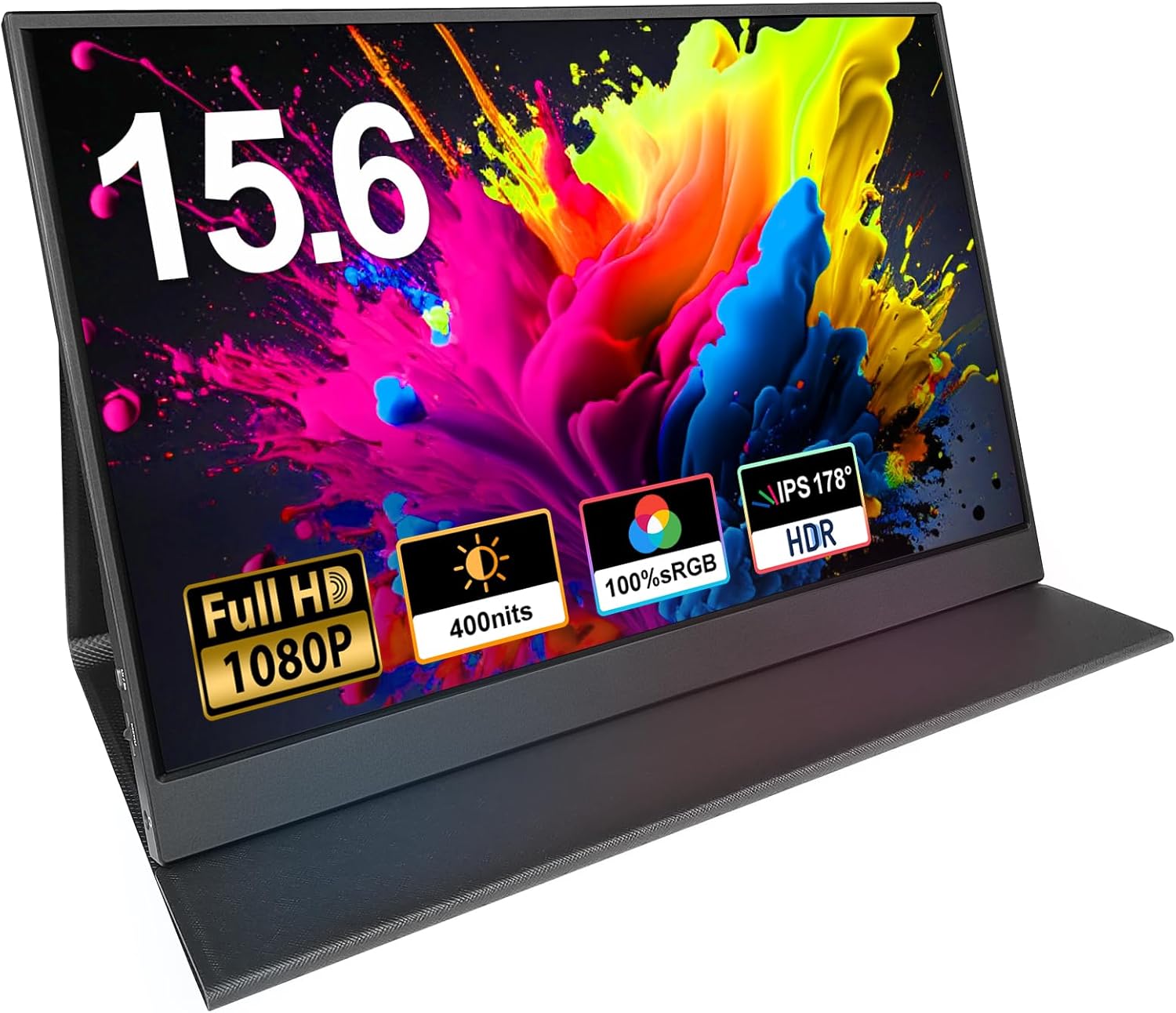 15.6 inch Portable Screen Monitor,100% sRGB 1080P USB-C HDMI Second Screen for Laptop,PC,Phone,PS,Xbox,Swich,IPS Ultra-Slim Full HD Work and Gaming Additional Screen Monitor