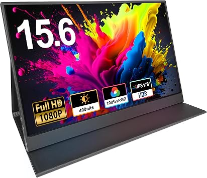 SSYA 15.6 inch Portable Screen Monitor,100% sRGB 1080P USB Type-C HDMI Second Screen for Laptop,PC,Phone,PS,Xbox,Swich,IPS Ultra-Slim Full HD Work and Gaming Screen Monitor