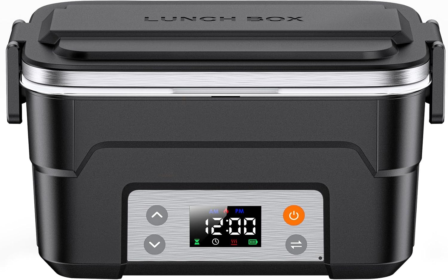 EAST OAK XL 6.3-Cup Cordless Electric Lunch Box for Adults, Heated Lunch Box for Men with Scheduled Heating, Portable Car Food Warmer with Utensils, Two-Tier Bag, Removable Divider