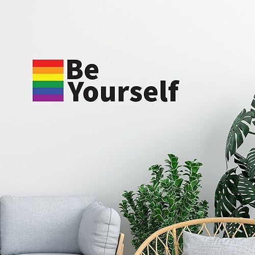 Miniatura 4 de Calcomanía de pared de Orgullo Gay LGBT Mismo-Sexo Gay removible, calcomanía de vinilo extraíble Be Yourself LGBTQ, murales artísticos de pared con