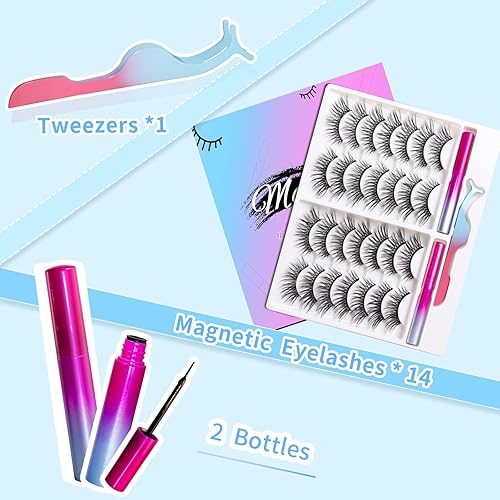 Miniatura 7 de Kit de pestañas magnéticas, pestañas magnéticas de larga duración y reutilizables, aspecto natural, pestañas postizas con delineador magnético y