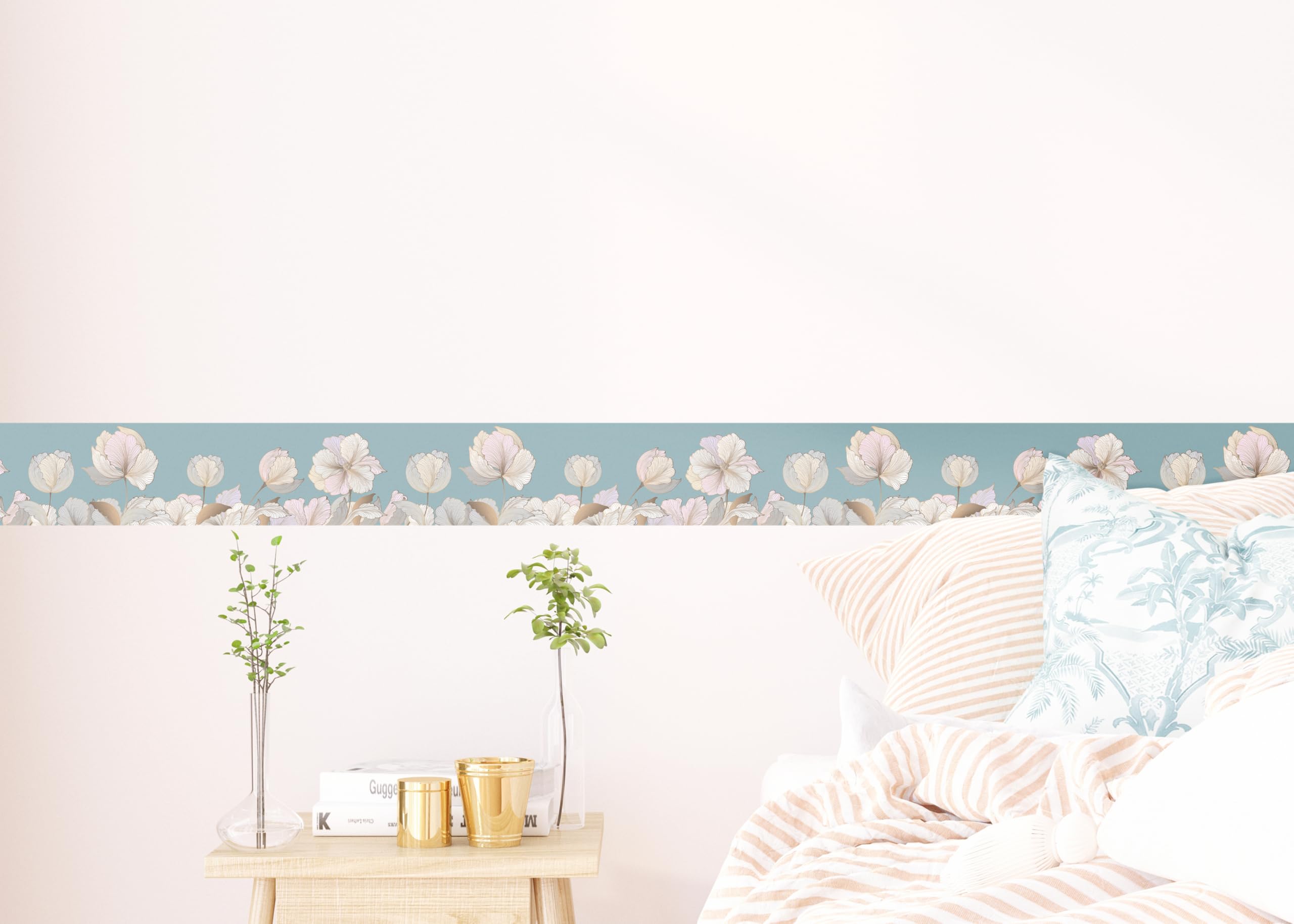 AG Design Selbstklebende Bordüre Wilder Blumen, AWB 8262 | Wasserfest Dekoration für Wände, Möbel, Tapeten, Wandverkleidungen und Türen, Folie, Mehrfarbig | Breite 500 cm x Höhe 13.8 cm