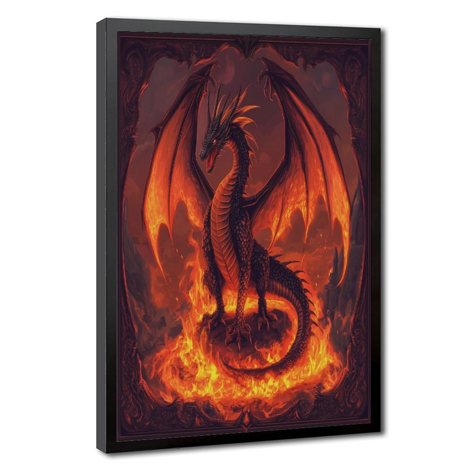 Bareronor Flame Dragon Fantasy Poster Canvas Poster Bedroom Decor Landscape Office Room Decor Gift 20" L X 30" W