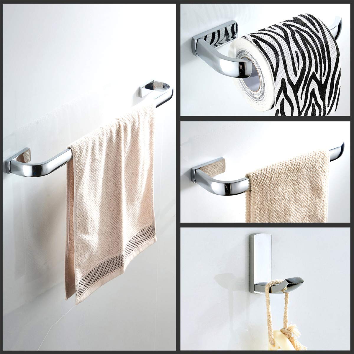 Set Accessori Bagno 4 Pezzi Flybath | Portasciugamani, Portarotolo, Gancio | Bronzo Spazzolato - Foto 3