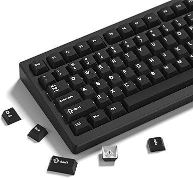 Womier Double Shot PBT Keycaps Set 138 Keys, Cherry Profile Custom Keycaps 60 65 75 100 Percent for 61/64/68/84/87/100/104/108 Retro Gaming Mechanical Keyboard, Black