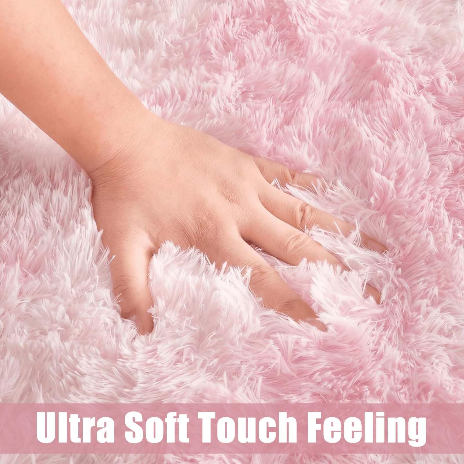Tappeto Salotto 155 x 180 cm Morbido, Antiscivolo, Soffice, Moderno, Caldo e Traspirante Moquette Peloso Camera da Letto Caldo e Traspirante per Salotto da Letto, Divano, Rosa