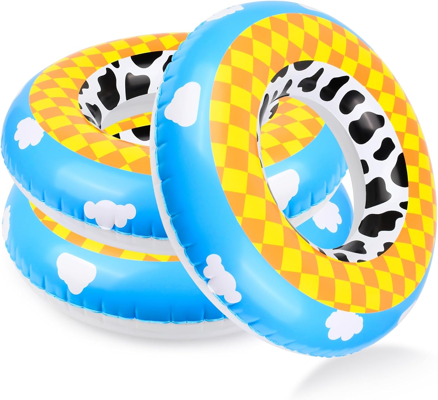 3PCS 24Inch Green Pixel Themed Inflatable Pool Floats - Vibrant Pool Floats for Summer & Pool Tubes for Kid - Durable Party Decorations for Themed Pool Parties,Game Night Events & Backyard Water Fun