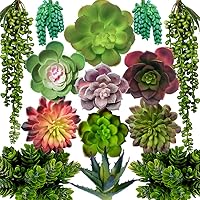 DECOROUS 14-Pack Artificial Succulents Unpotted - Realistic Large Fake Plants for Indoor Outdoor DIY Home Decor, Faux Cactus Bulk