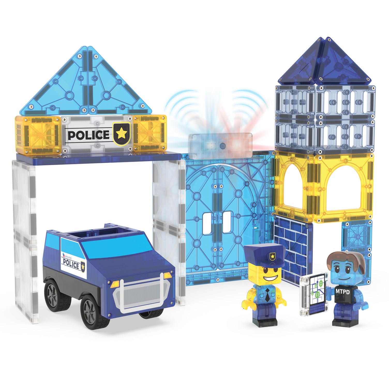 MAGNA-TILES Policja magnetyczna stacja konstrukcyjna, 35 sztuk