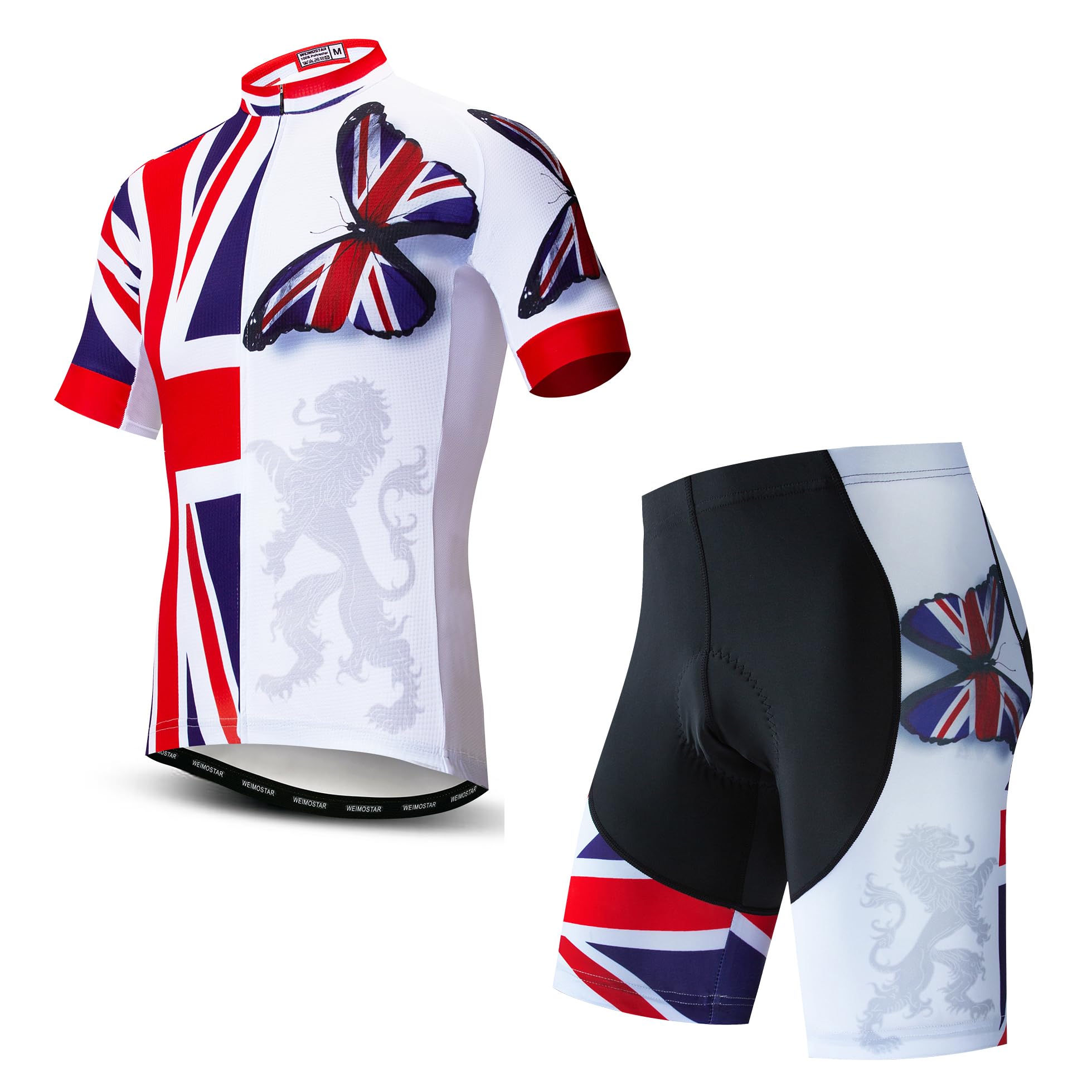 Hotlion Men's Cycling Jersey Sets Gel Pad Summer Bike Clothing Suit Breathable Bike Clothes with 3 Rear Pockets