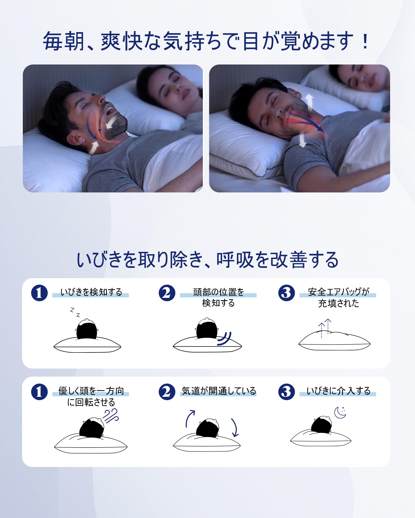 Amazon｜NITETRONIC Z1 いびき対策枕 - いびき防止グッズ いびき 減少