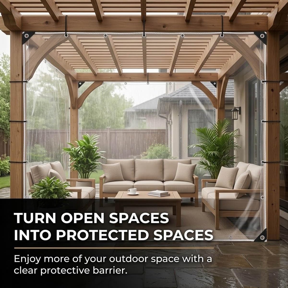 Lona Transparente Impermeable Uso Rudo para Exterior y Pérgola