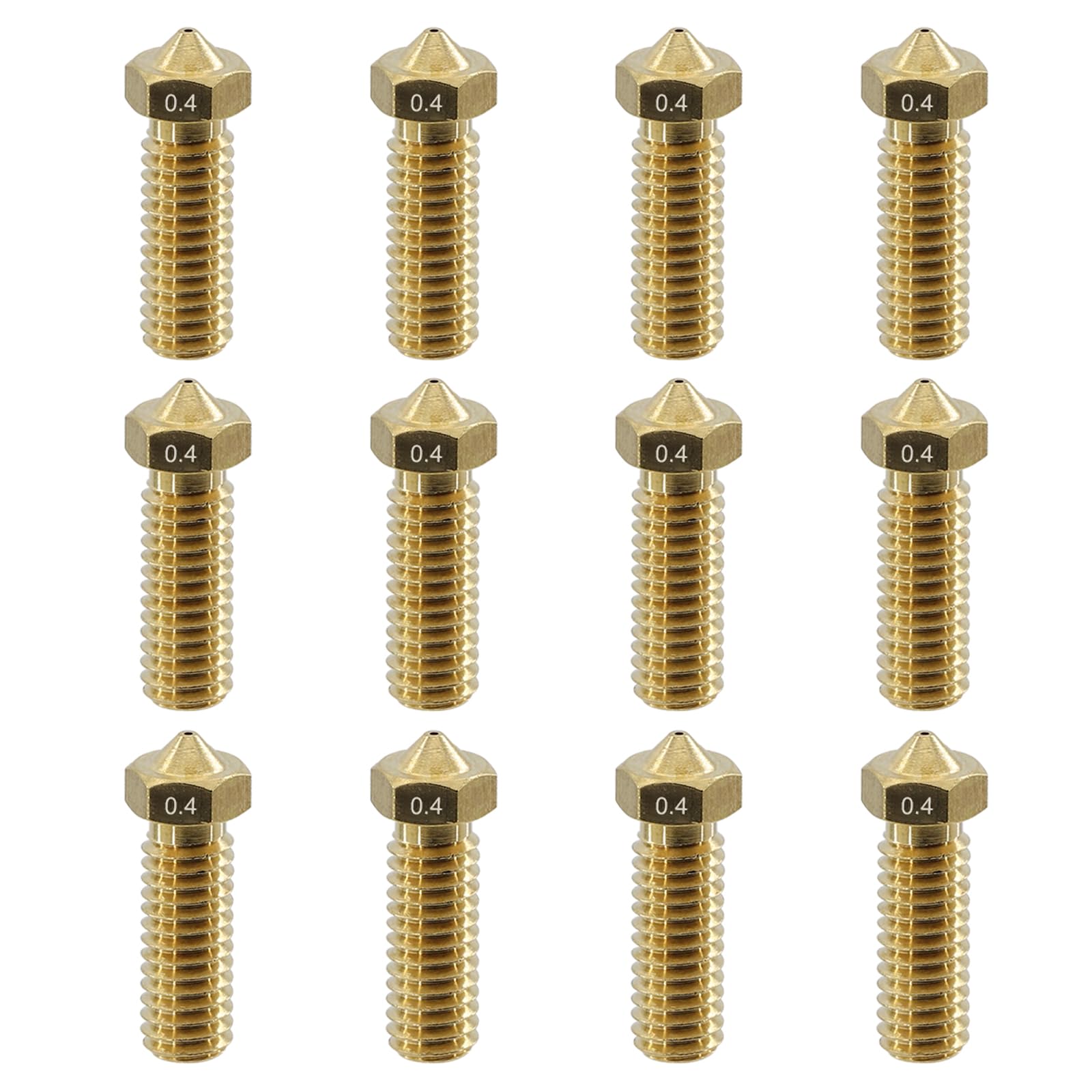 12Pcs Volcano Nozzles 0.4mm, Vyper Nozzles M6 Thread Hotend Extruder Volcano Nozzle Compatible for Artillery Genius, Sidewinder X1, X2, Anycubic Vyper, Anycubic Kobra Plus, Kobra Max 1.75mm Filament,