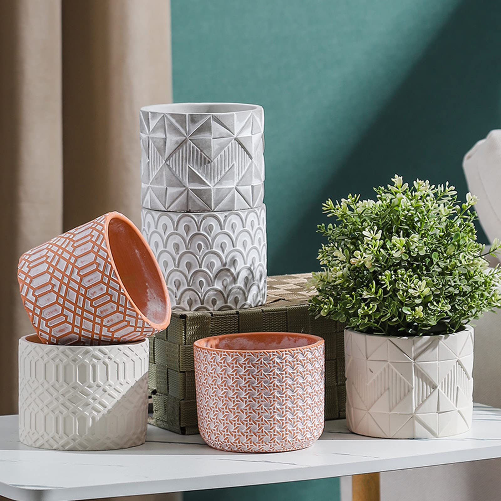 Vasi da Giardino Fioriera in Vaso succulente in Cemento da 4,92 Pollici, Contenitore per Piante di Cactus da Giardino con Foro di drenaggio per la Decorazione Domestica Moderna