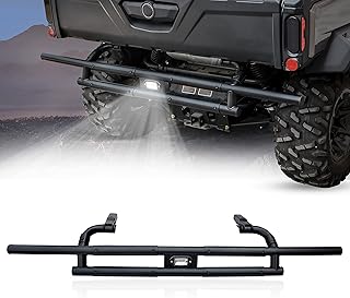KATIMOTO Rear Bumper with LED Light for Can Am Defender 2016-2023, Heavy Duty Rear Bumper Rear Brushguard w/LED Light for Can-Am Defender HD5 / HD8 / HD10 Max 2016-2023 Accessories