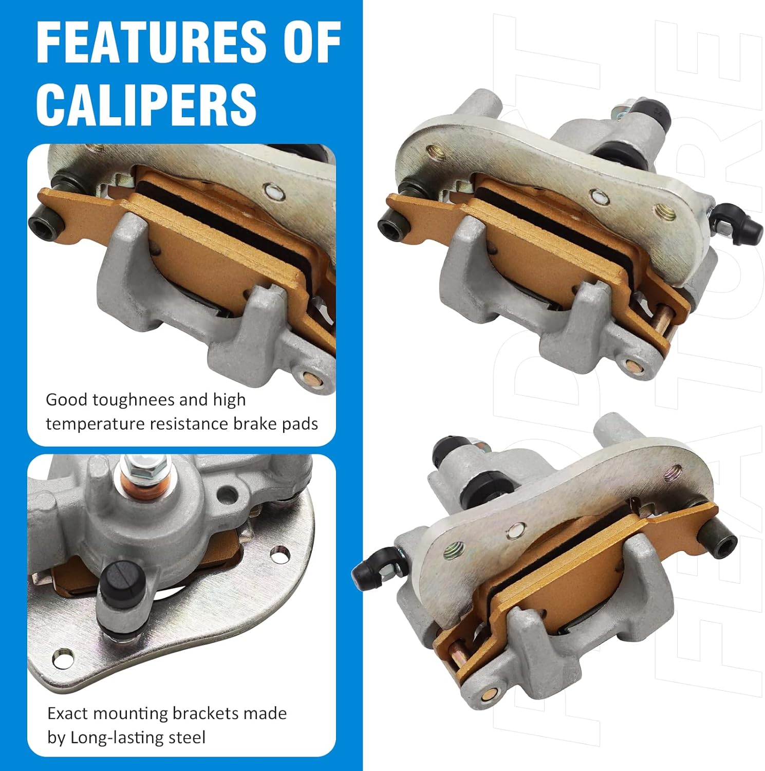 Front Brake Caliper with pads Compatible with Yamaha Grizzly 550 YFM550 700 Kodiak 700 YFM700 Raptor 250 OEM#3B4-2580T-02-00 3B4-2580U-02-00