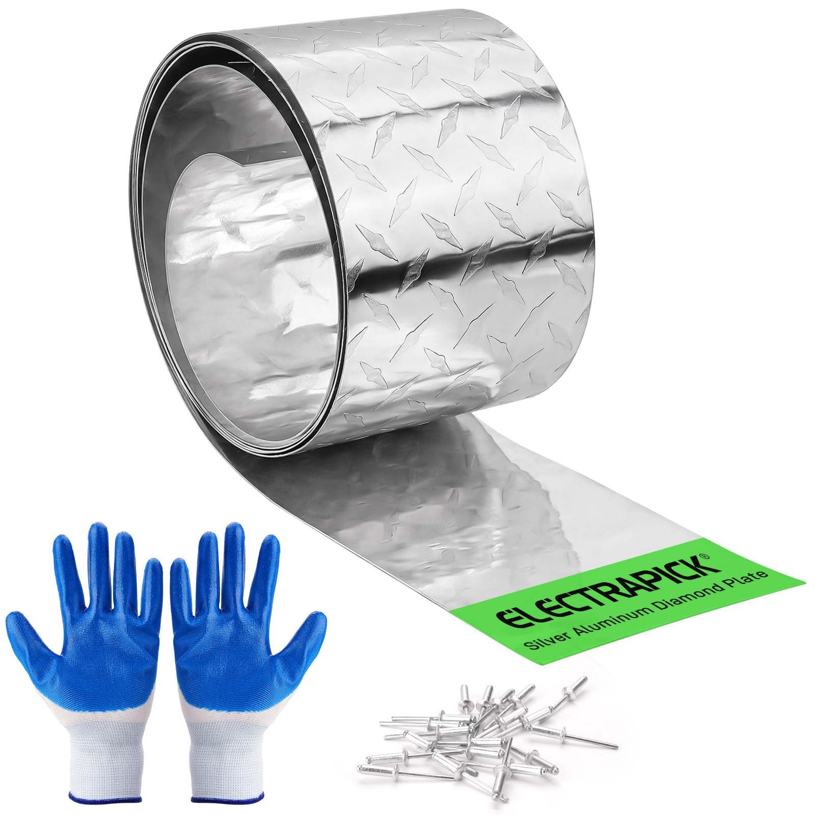 ELECTRAPICK Aluminum Diamond Plate,17 GA 0.045” Thick Diamond Plate Sheet Metal, Embossed Aluminum Sheets for Cargo Trailer, RV, Cargo, Camper–12 in x