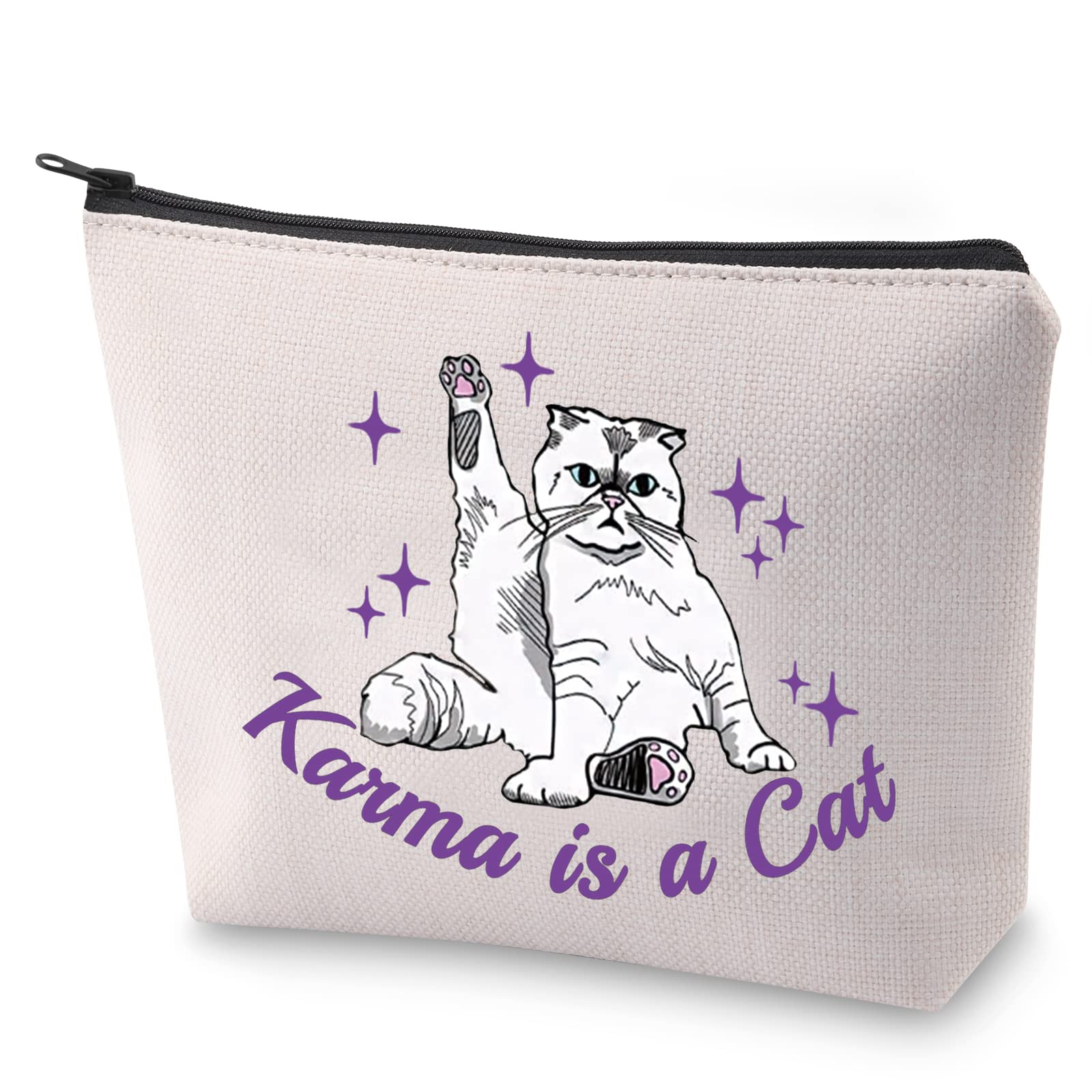 BLUPARK Album Inspired Gift Cat Lover Makeup Bag Singer Merchandise Gift Singer Inspired Cosmetic Bag for Fans (Karma Cat)
