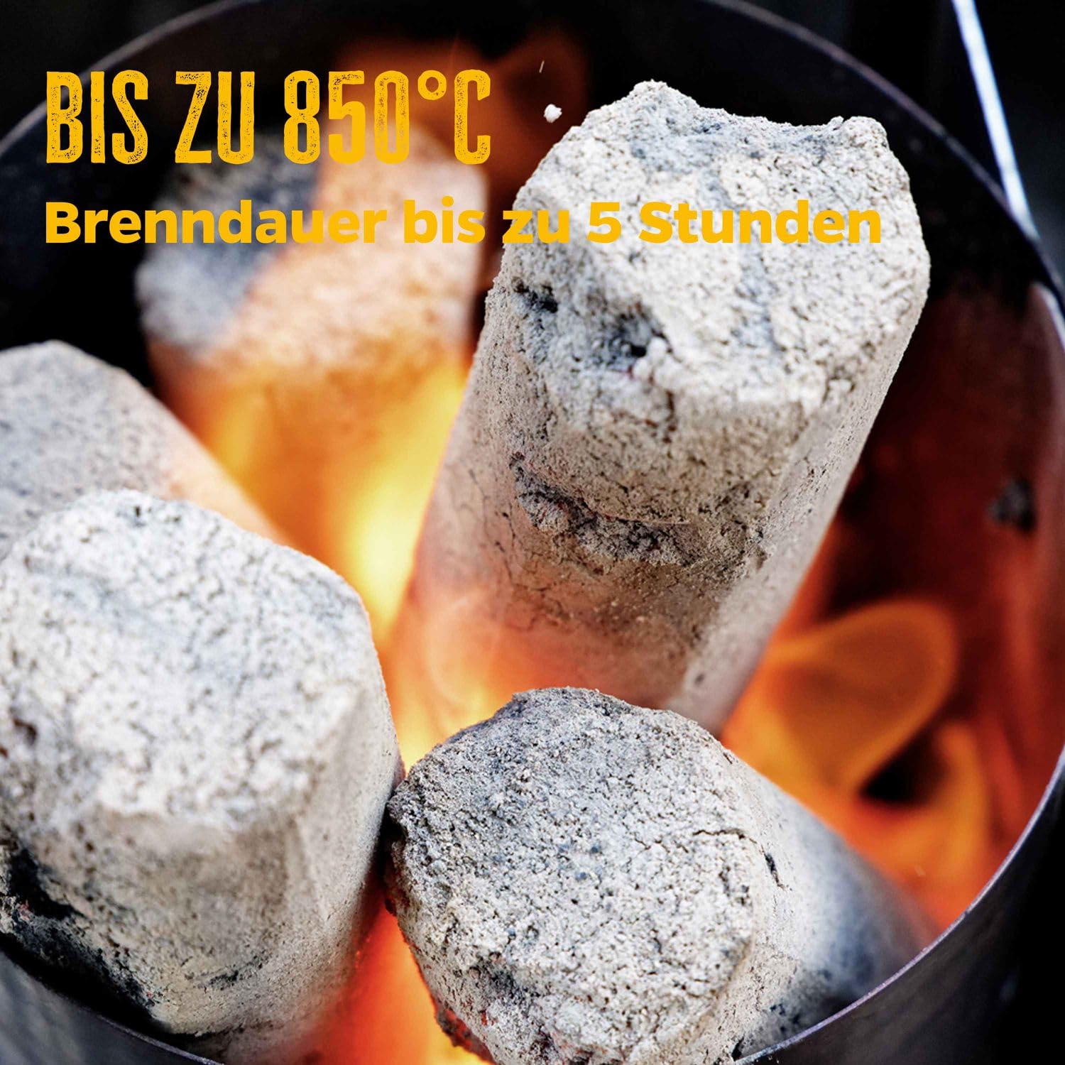 Grillfürst Kokosbriketts in Stangenform 10 kg - Briketts aus Kokosnussschalen für eine extra Lange Grilldauer, aus 100% Kokosschalen