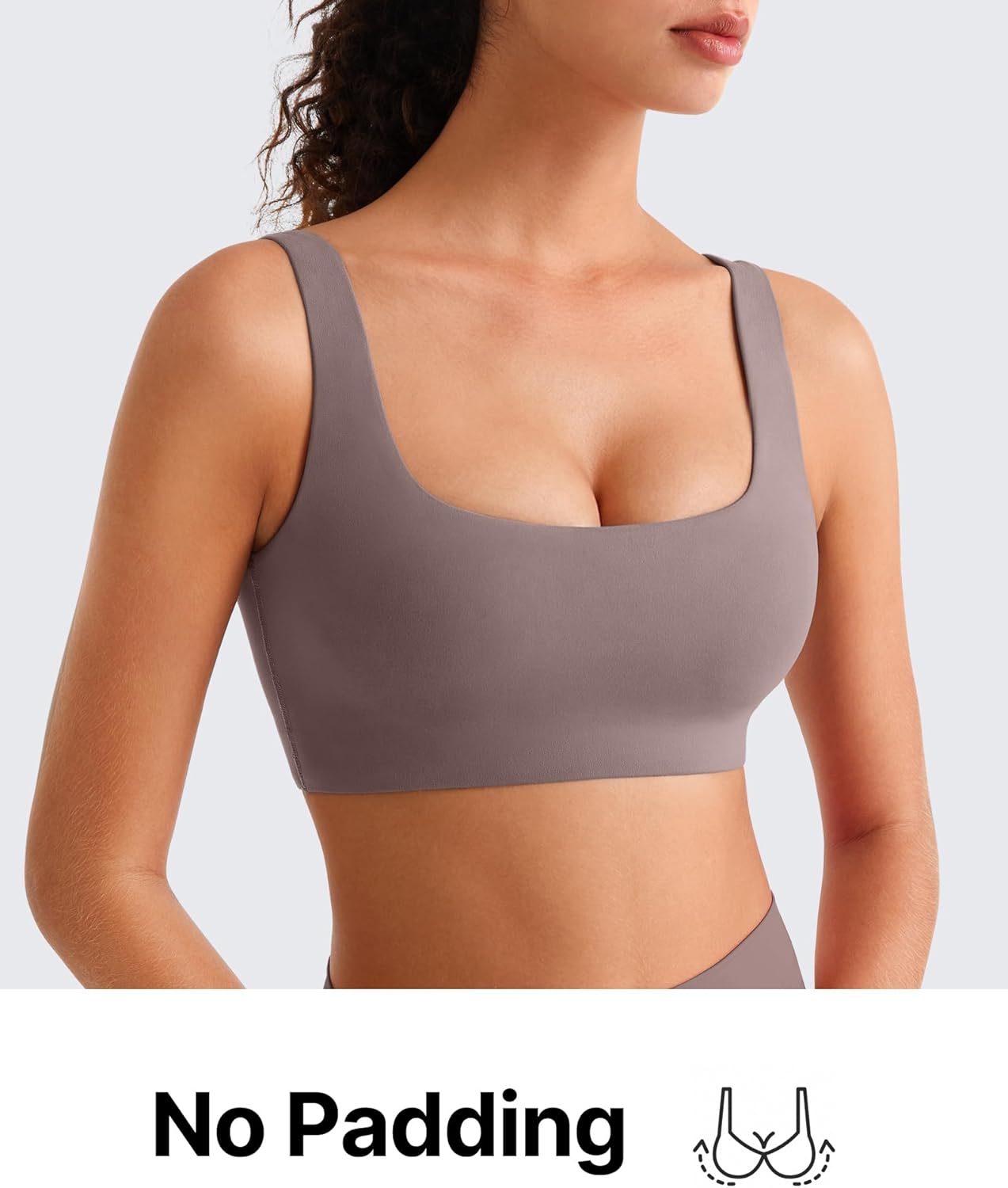 G4Free BareFeel Non Padded Square Neck Sports Bra for Women - Wireless U Back Crop Tank Tops Yoga Workout Casual