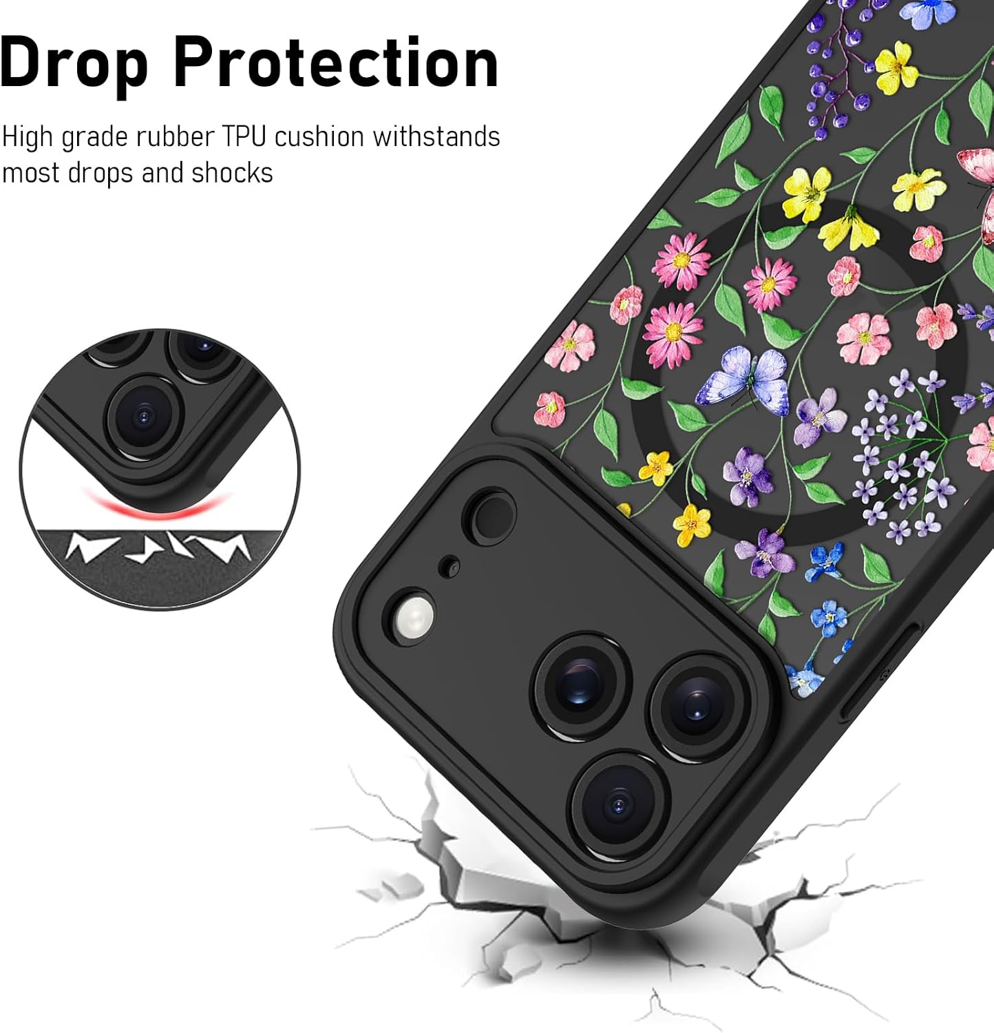 AIGOMARA Magnetic for iPhone 17 Pro Max Case for Women, Colorful Floral image 4