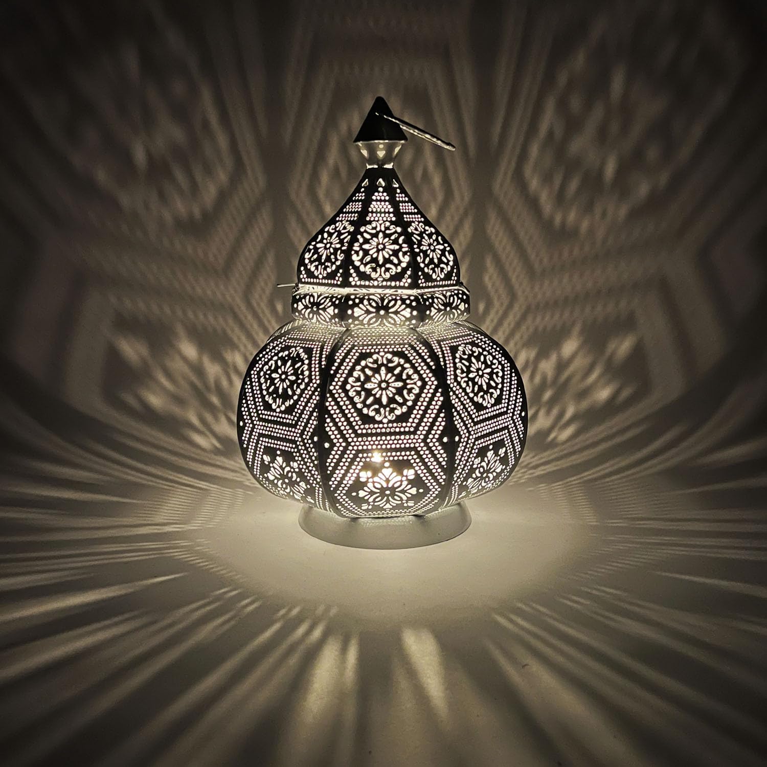 2er Set Orientalische Laterne Maha aus Metall weiß Gold 28 cm Deko